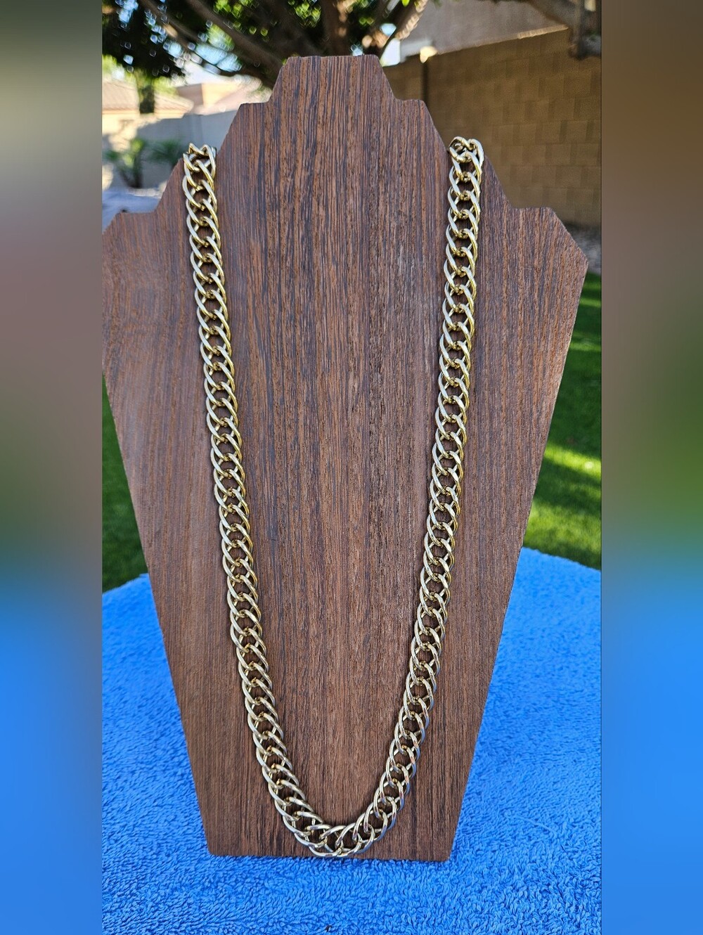Gold Tone Double Curb Necklace Chunky Fashion Jewelry Unbranded